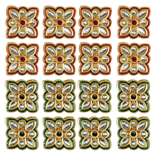 Meenakari Kundan Beads Connector | Size : 24mm | Qty : 4pcs | MKB51