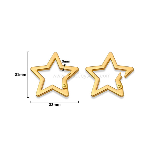 Star Alloy Spring Gate Carabiners | Size : 31mm | Qty : 4pcs | BF123