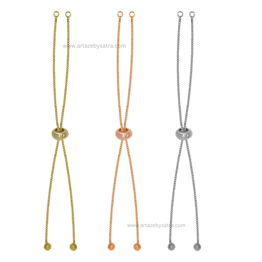 Brass Adjustable Slider Chain With End Stopper Bracelet | Size : 4inch | Qty : 2pcs | B03