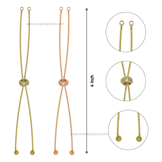 Brass Adjustable Slider Chain With End Stopper Bracelet | Size : 4inch | Qty : 2pcs | B03