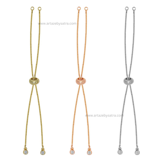 Brass Diamond Adjustable Slider Chain Bracelet | Size : 4inch | Qty : 2pcs | B15