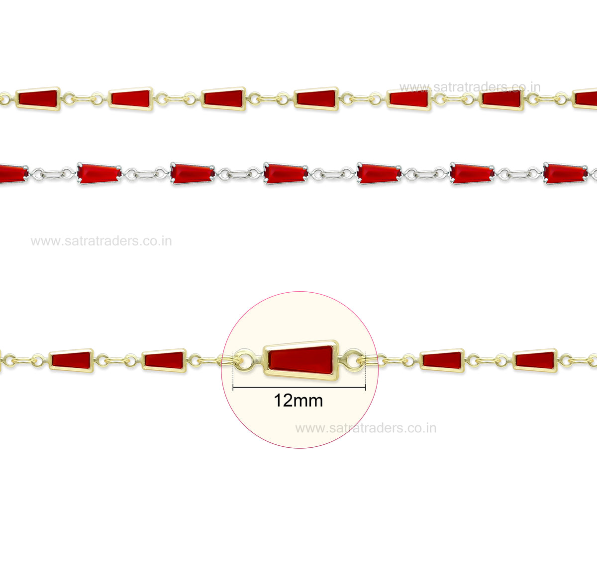 Gemstone Link Brass Chain | Size : 1m | BC1004
