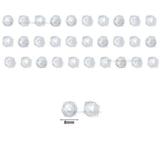 White Translucent Square Plastic Beads | Size : 8mm | PB09