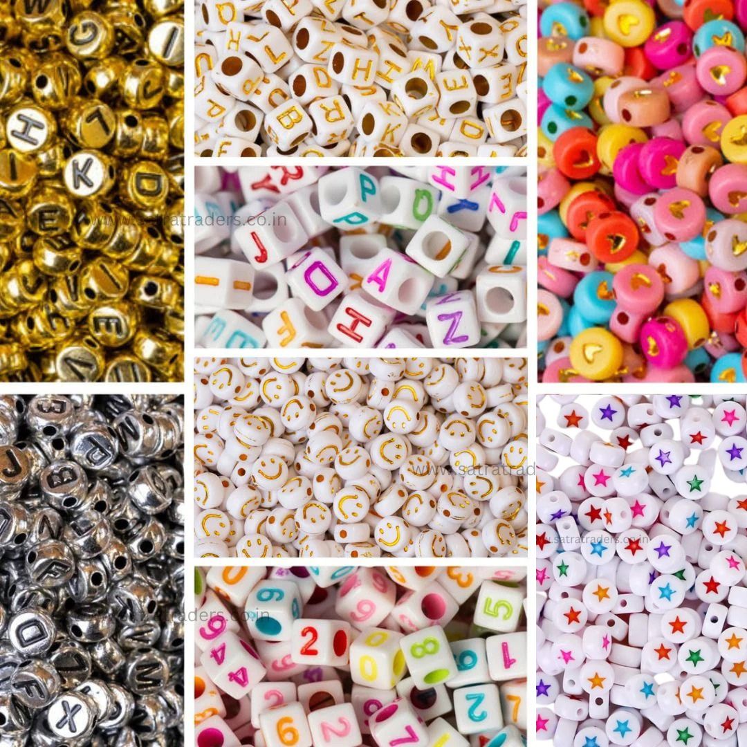 Plastic Beads Combo Pack | 8 Designs | Qty : 20grms Each | PB66