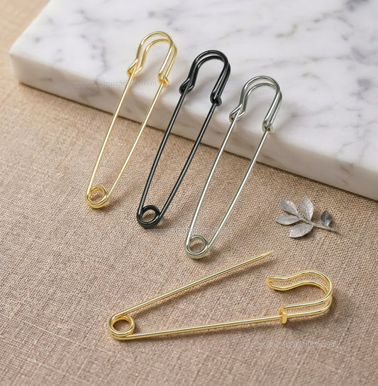Metal Safety Brooch Pins | Size : 70mm | Qty : 6pcs | BP16