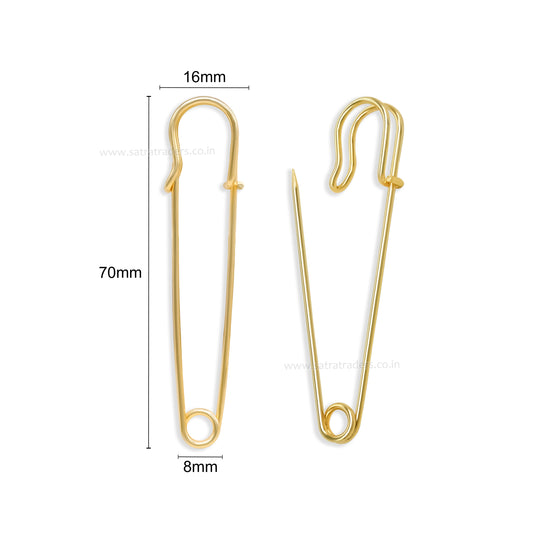 Metal Safety Brooch Pins | Size : 70mm | Qty : 6pcs | BP16