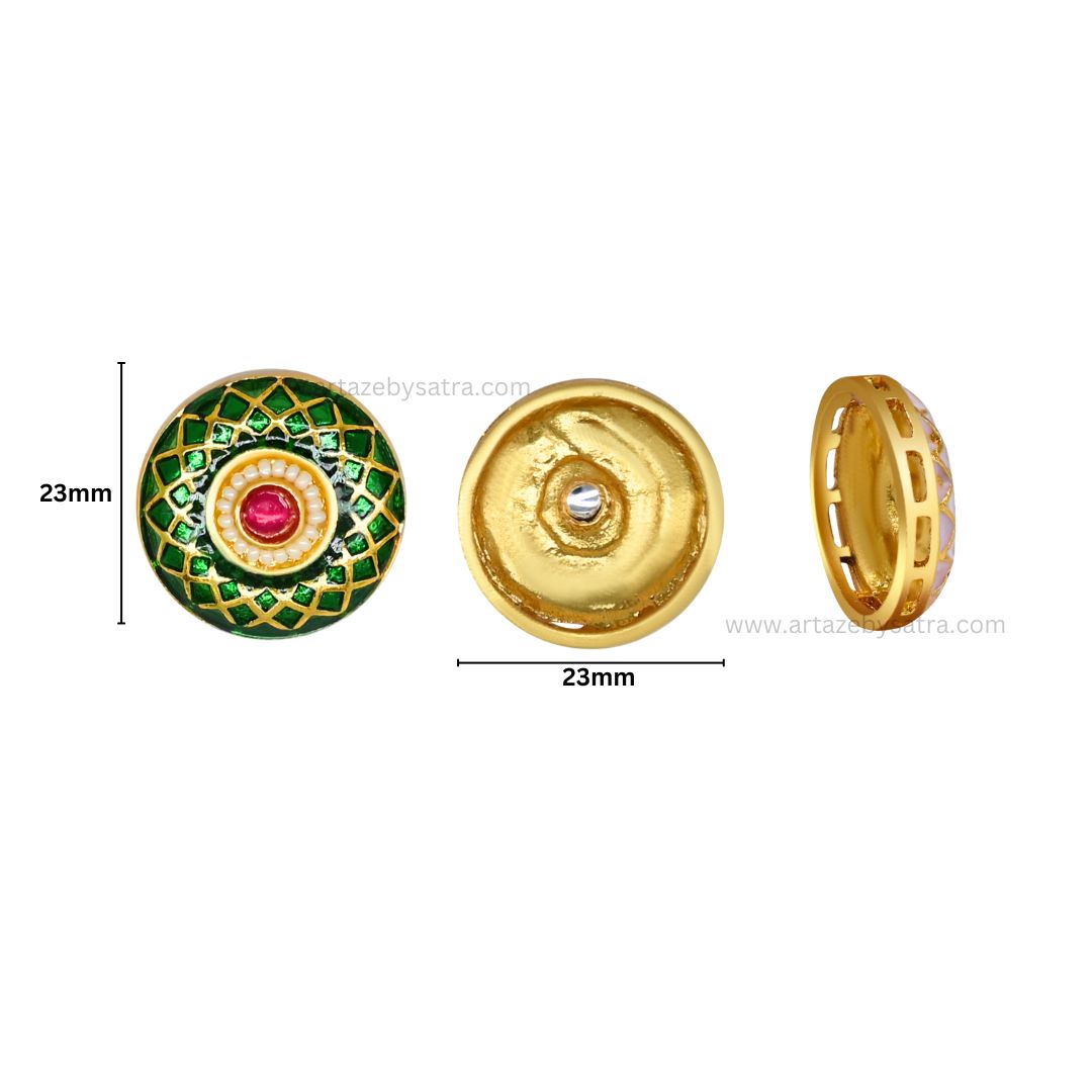 Meenakari Kundan Beads | Size : 23mm | Qty : 6pcs | C-602