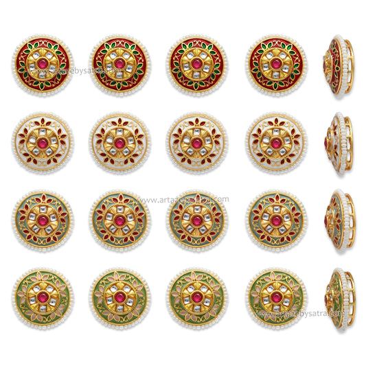 Meenakari Kundan Beads | Size : 20mm | Qty : 12pcs | C-924