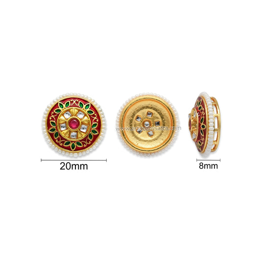 Meenakari Kundan Beads | Size : 20mm | Qty : 12pcs | C-924