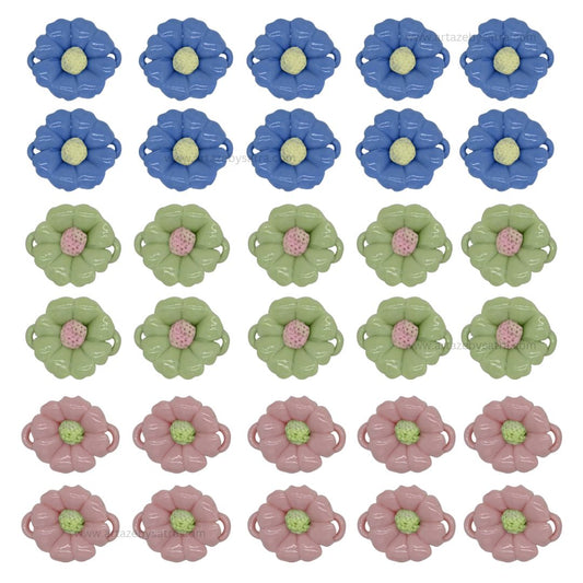 2 Hole Plain Ceramic Flower | Size : 28mm | Qty : 10pcs | CF03