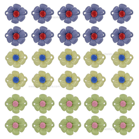 2 Hole Self Desogn Ceramic Flower | Size : 28mm | Qty : 10pcs | CF04