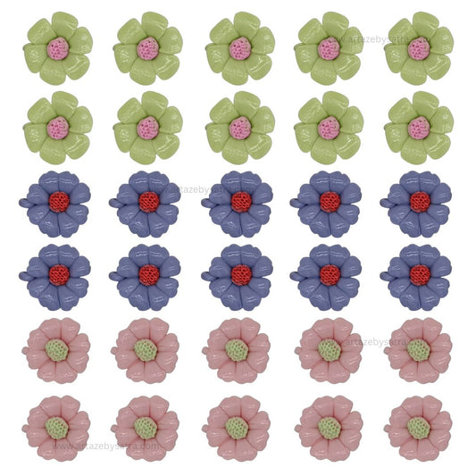 1 Hole Self Design Ceramic Flower | Size : 28mm | Qty : 10pcs | CF02