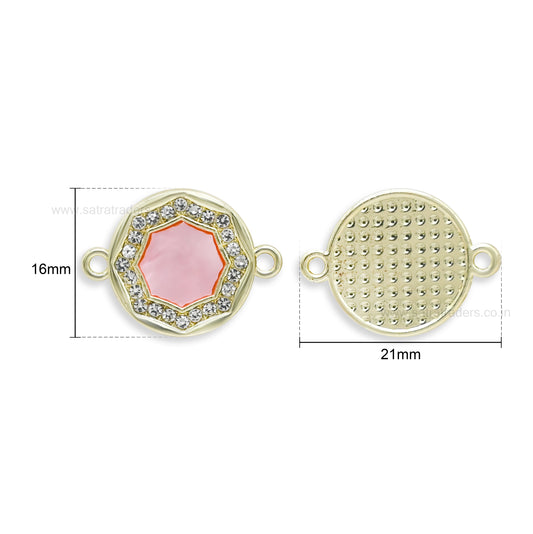 Stone Studded Meenakari Rakhi Connector | Size : 16mm | Qty : 10pcs | CHE164