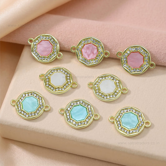 Stone Studded Meenakari Rakhi Connector | Size : 16mm | Qty : 10pcs | CHE164