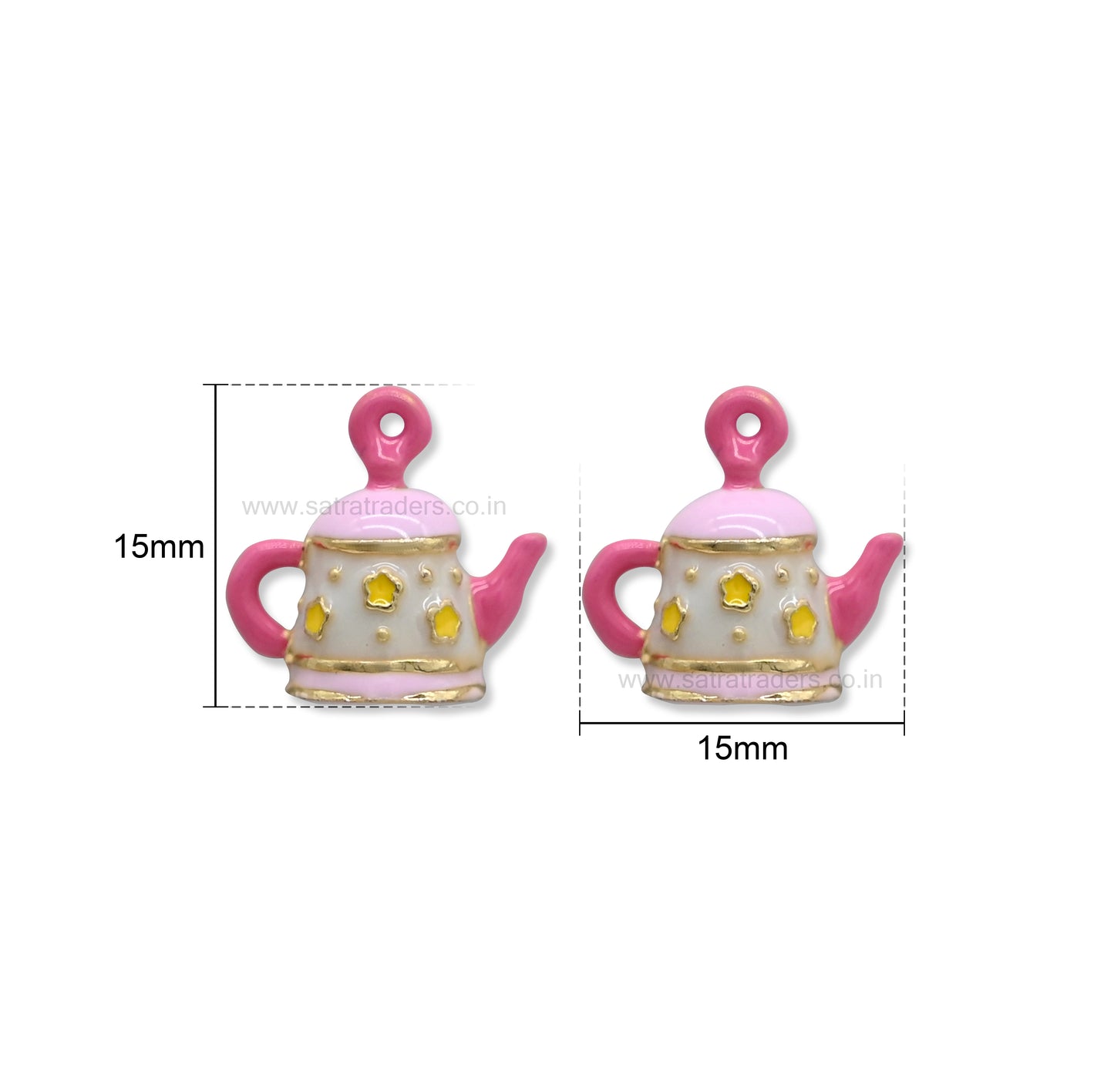 Pink Teapot Charm | Size : 15mm | Qty : 1pc | CHE178