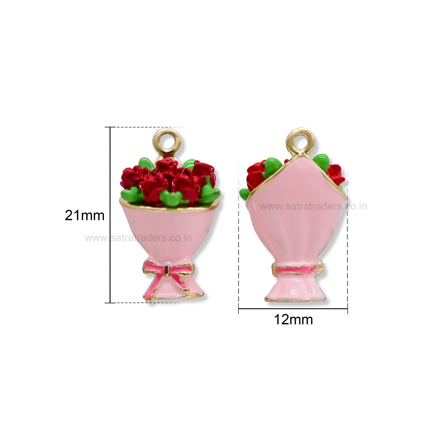 Rose Bouquet Charm | Size : 21mm | Qty : 1pc | CHE181