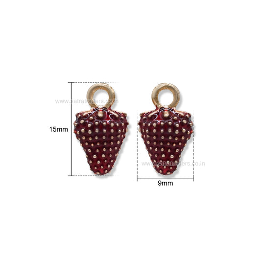 Strawberry Fruit charms | Size : 15mm | Qty : 6pcs | CHE186
