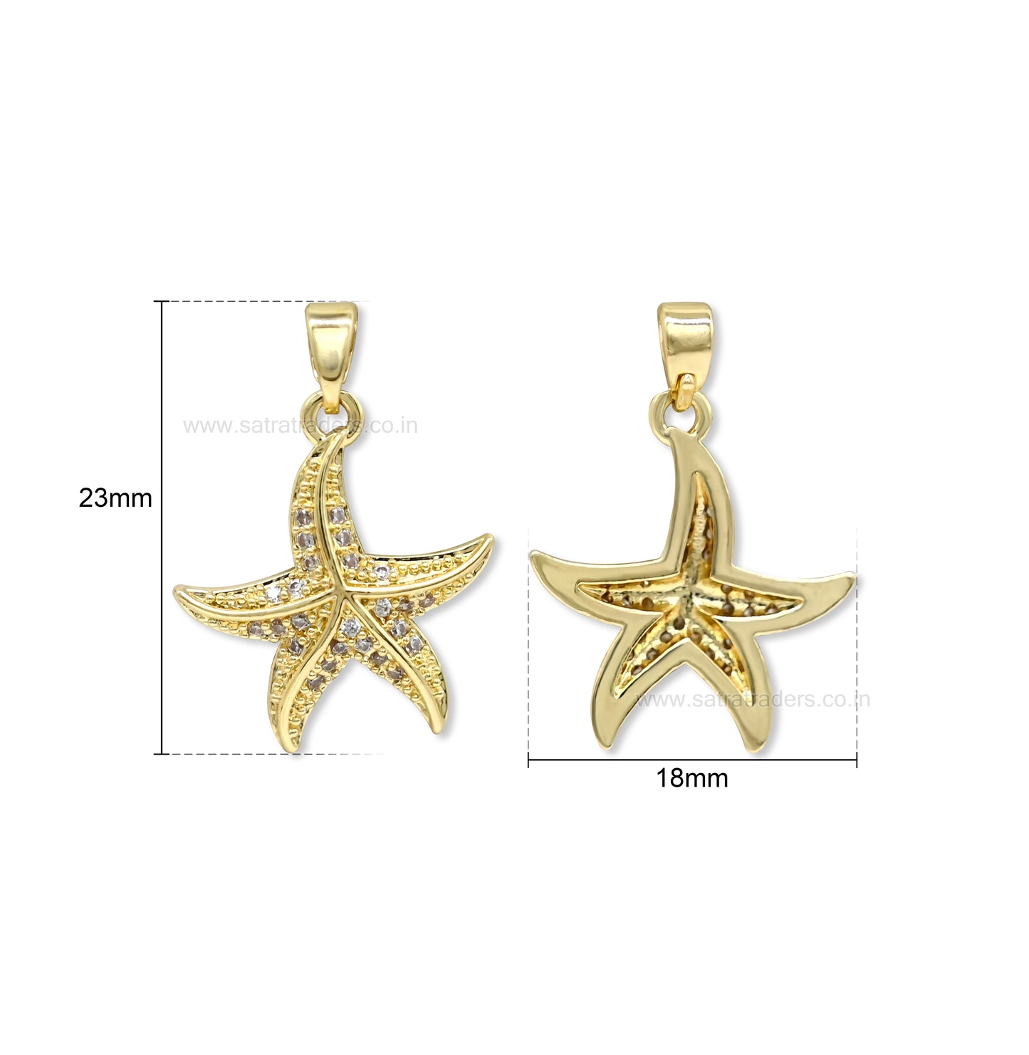 Pave Starfish Anti-Tarnish Charm | Size : 23mm | Qty : 1pc | CHL187
