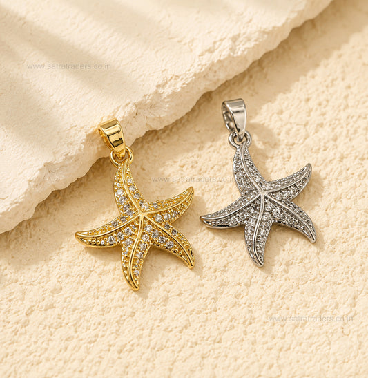 Pave Starfish Anti-Tarnish Charm | Size : 23mm | Qty : 1pc | CHL187