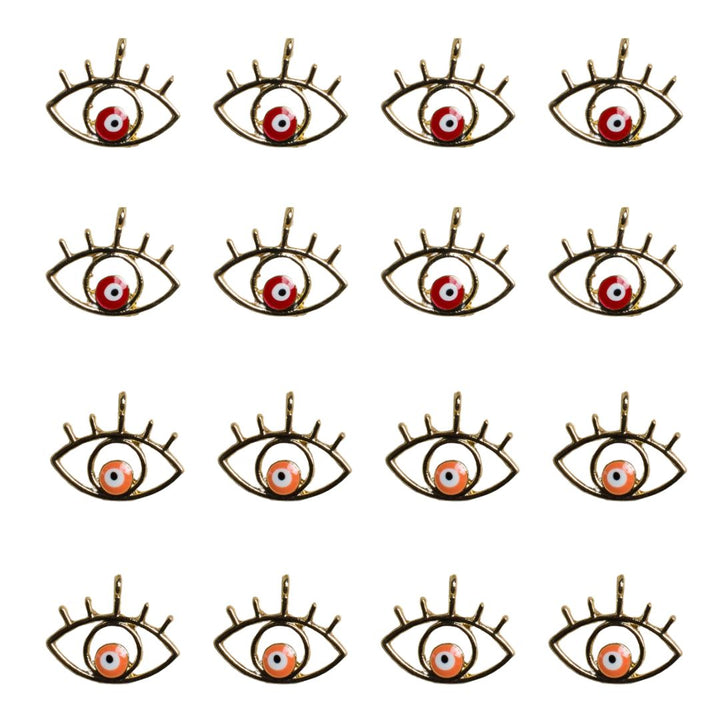 Eyelash Evil Eye Enamel Charms | Size : H 12mm W 21mm | 6PCS