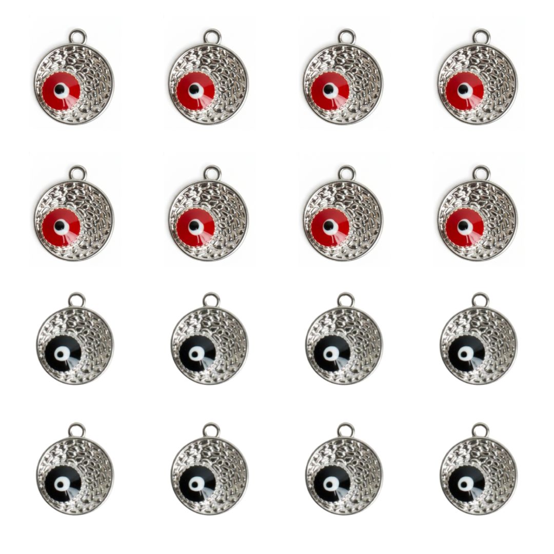 Evil Eye Enamel Charms |  Size : 16mm (W) | Qty : 6pcs