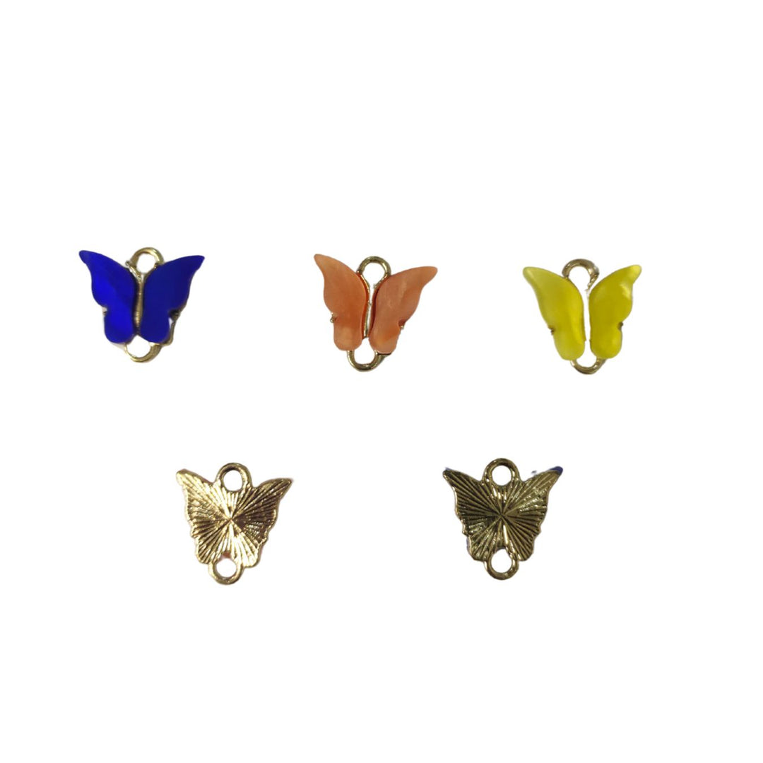 Golden Plated Butterfly Charms 2 Center Ring | Qty : 6pcs | Size : 12mm