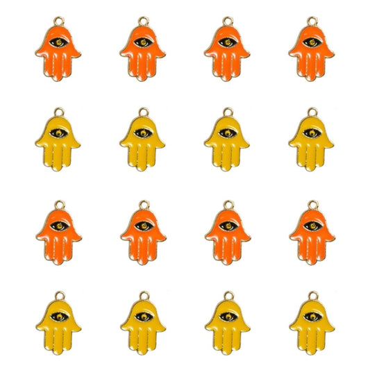 Palm Evil Eye Enamel Charms | Size : 18mm | 6pcs