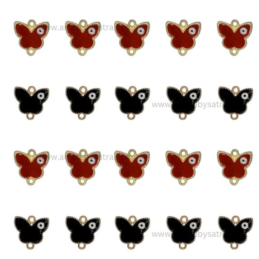 Evil Eye Butterfly Enamel Charms | Size : 17mm Ring : 17mm | 6pcs