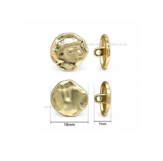 Molten Metal Shank Buttons with Loop | Size : 15mm | Qty : 6pcs
