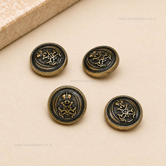 Antique Bronze Blazer & Suit Buttons with Loop | Size : 18mm | Qty : 6pcs