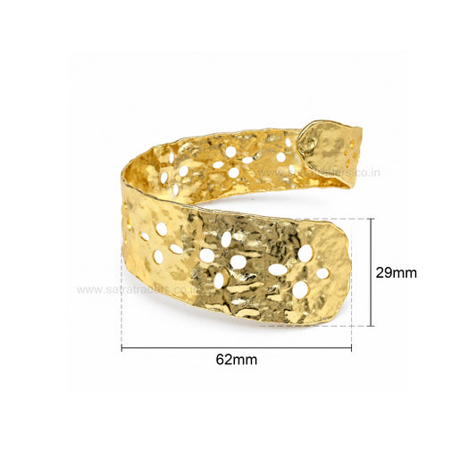 Abstract Cutout Hammered Wrap Brass Kada | 1pc | K134