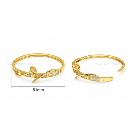 Cubic Zirconia Bent Nail & Screw Brass Kada | 1pc | K137