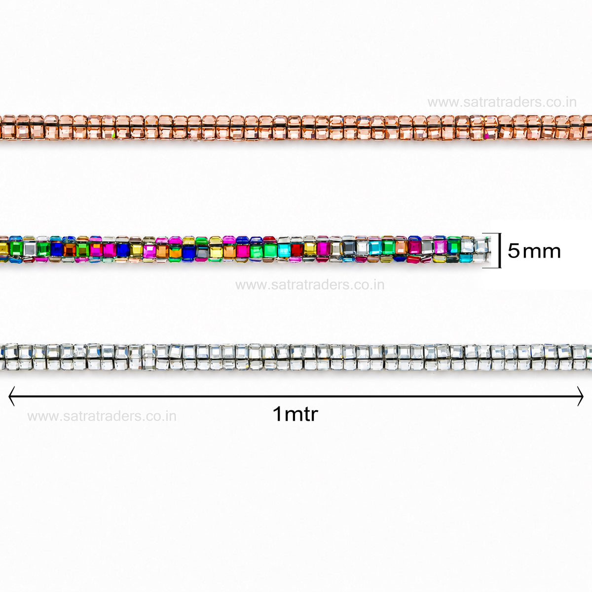 Square Diamond Decorative Pipe | Size : 5mm | Qty : 1mtr