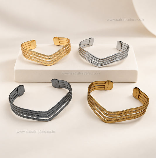 Textured Multi-Strand V-Shape MS Iron Kada | 1pc | K28