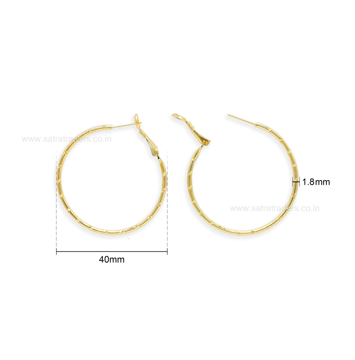 Designer Hoop Brass Earrings Bali | Size : 40mm | Qty : 4pcs | EF107