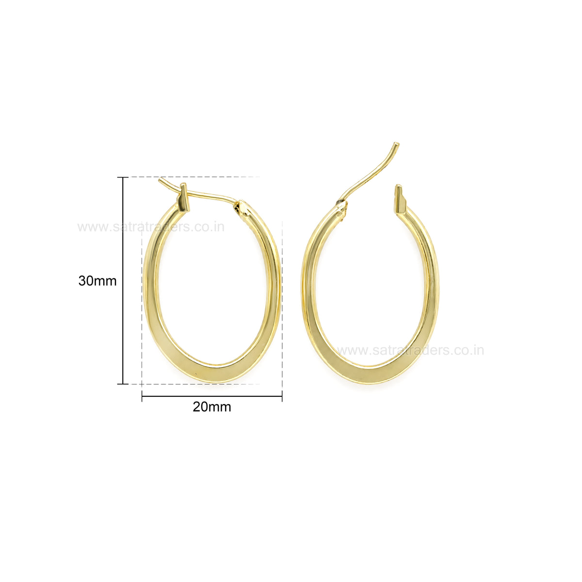 Oval Hoop Brass Earring Bali | Size : 30mm | Qty : 6pcs | EF111