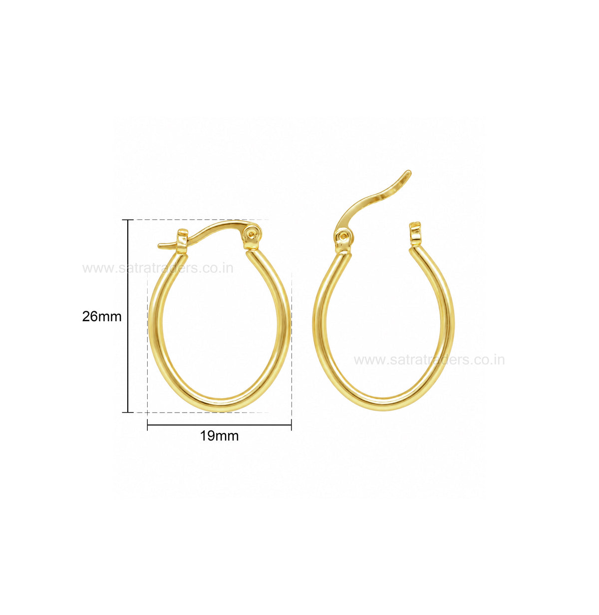 Oval Huggie Hoop Brass Earring Bali | Size : 26mm | Qty : 6pcs | EF113