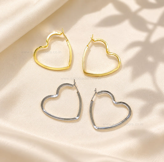 Heart Shape Hoop Brass Earring Bali | Size : 36mm | Qty : 4pcs | EF114