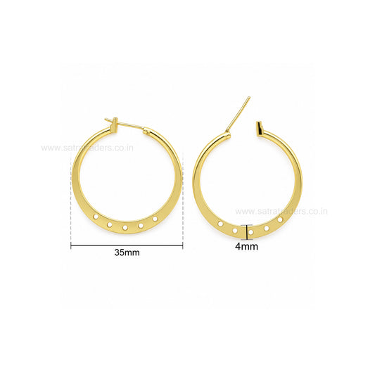 Designer Hoop Brass Earring Bali | Size : 35mm | Qty : 4pcs | EF118