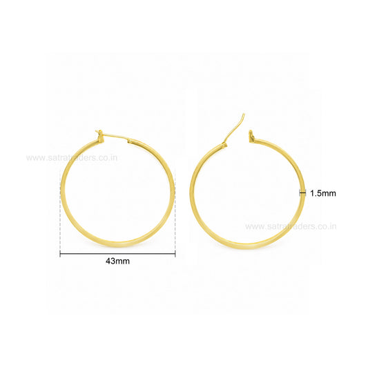 Plain Hoop Brass Earring Bali | Size : 43mm | Qty : 6pcs | EF119