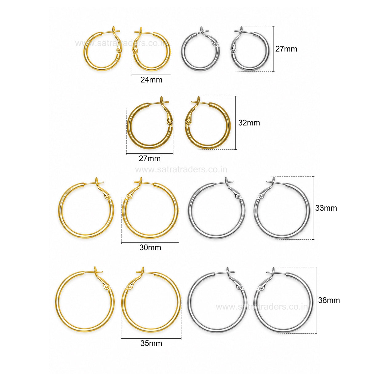 Plain Hoop Lever-Back Brass Earring Bali EF121