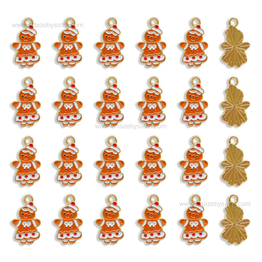 Gingerbread Christmas Enamel Charms | Size : 20mm | Qty : 10pcs