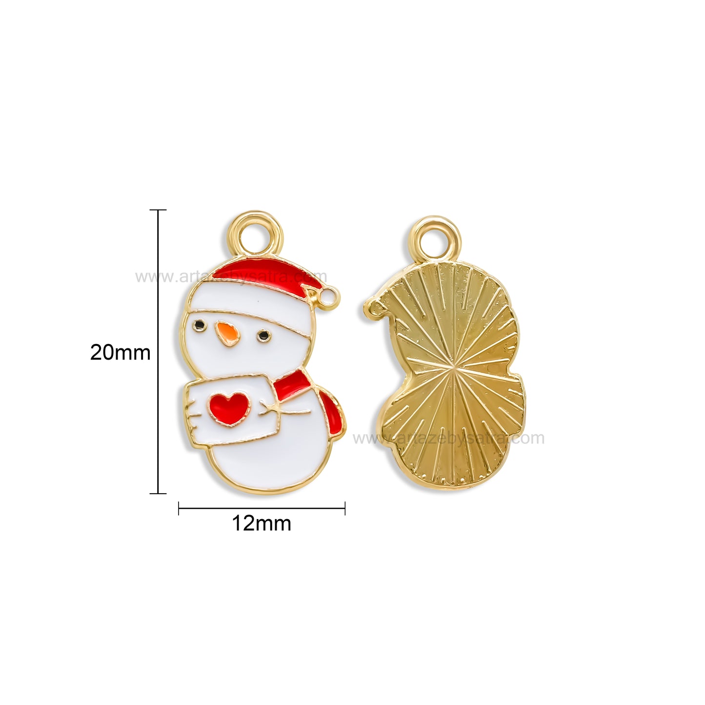 Snowman with Heart Enamel Charms | Size : 20mm | Qty : 10pcs