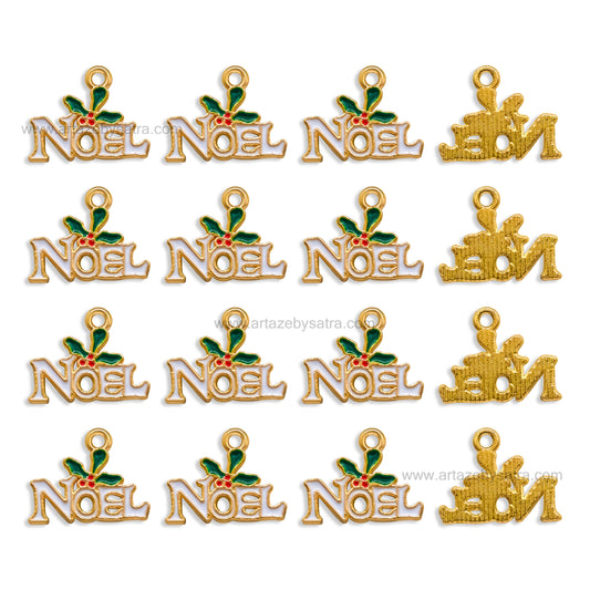 "Noel" Word Charms Enamel Charms | Size : 15mm | Qty : 10pcs