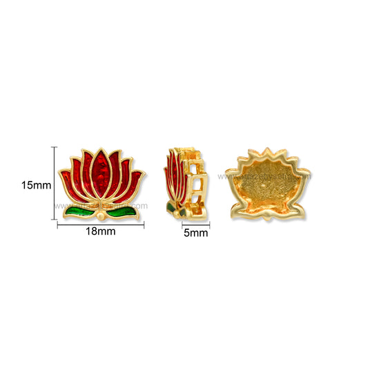 Lotus Meenakari Kundan Beads | Size : 15mm | Qty : 12pcs | MKB71