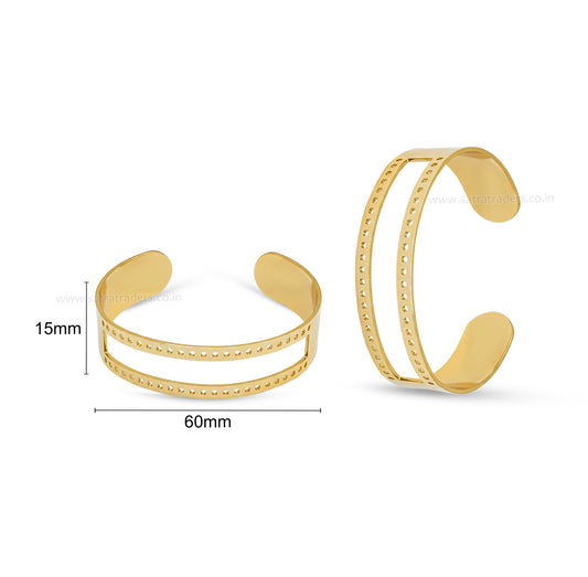 Dotted Dual-Band Open Cuff Kada | Size : 60mm | Qty : 1pc | K89