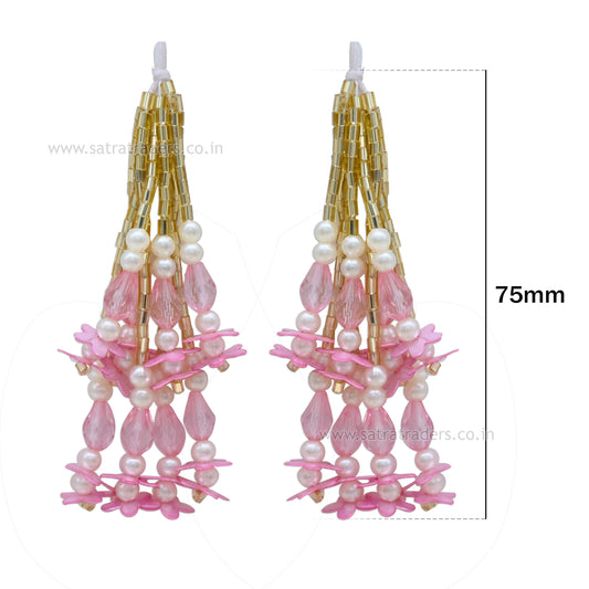 Pearl & Acrylic Bead Hanging Tassels | Size : 75mm | Qty : 10pcs | T15