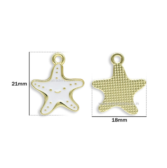 Cute Smiling Starfish Enamel Charms | Size : 21mm | Qty : 10pcs | CHE167