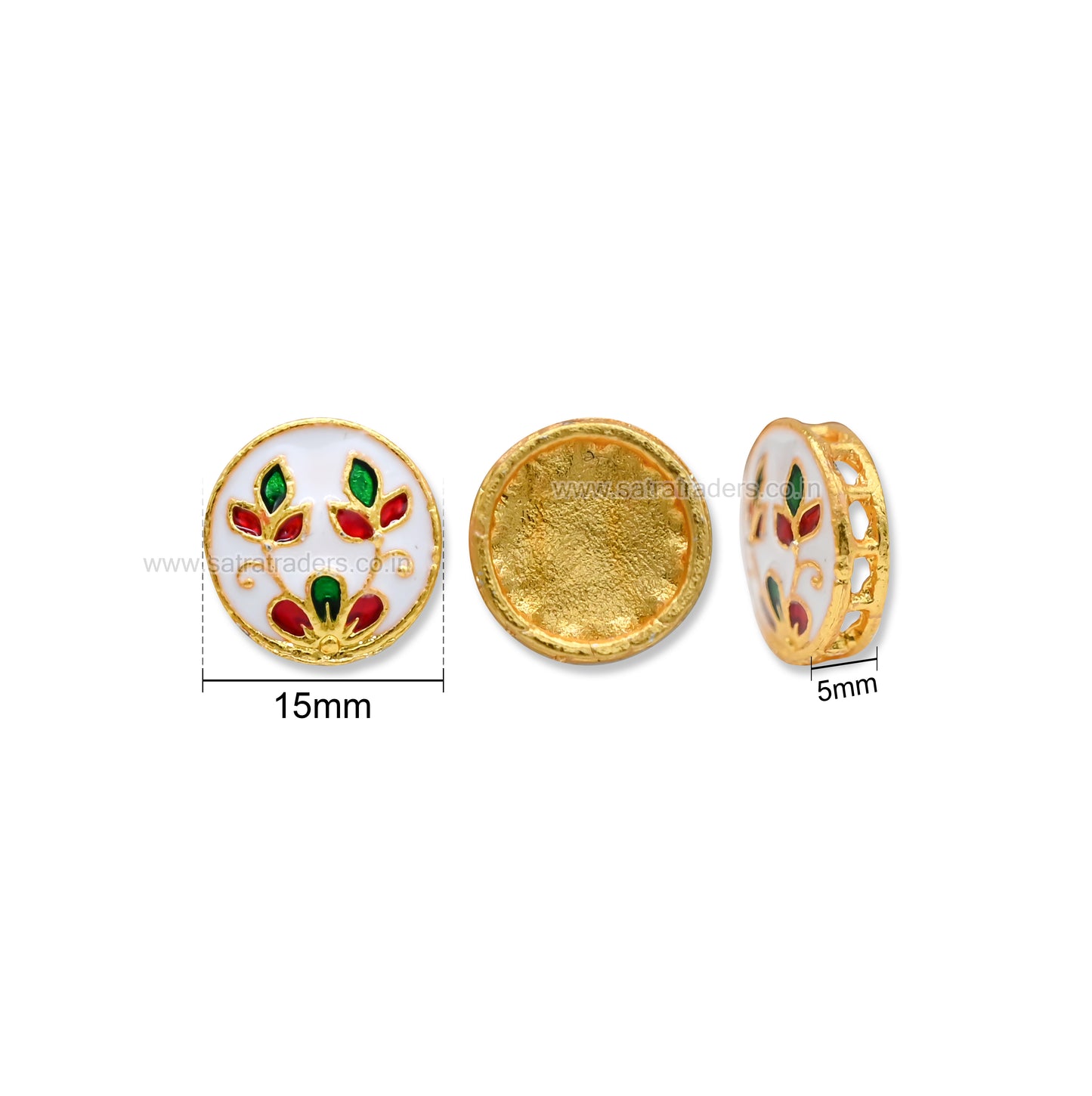 Meenakari Floral Round Spacer Bead | Size : 15mm | Qty : 12pcs | MKB125