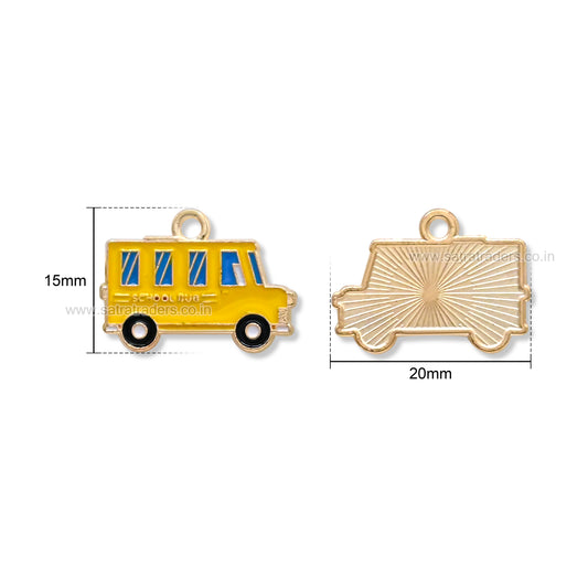 Yellow Enamel School Bus Charm | Qty : 10pcs | CHE200